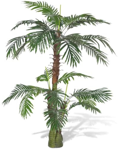 vidaXL Künstliche Pflanze Cycas-Palme Cycaspalme Künstliche Palme Cycas Kunstpalme Kunstpflanze Kunstbaum 25 Wedel Kunststoff und Holz 150cm