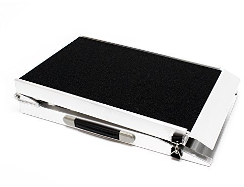 WilTec Rampe d'accès pour Chien et Animaux – 2440 x 380 x 50 mm – capacité 115 kg – Une Fois Pliable – en Aluminium – avec Surface antidérapante Embarquement Voiture