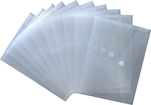 Dokumententaschen A5 quer PP transparent natur mit Klappe u. Klett 10Stk | 0,18 mm starke PP‑Folie, sichere Klettklappe und transparente Übersicht für A5‑Inhalte