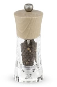 Peugeot - Oleron Manual Pepper Mill - Adjustable Grinder - Acrylic and Beechwood, Clear, 14 cm