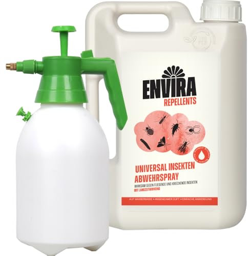 Envira Universal Insekten Abwehrspray 2 Liter + 2L Sprüher - Spray mit Langzeitwirkung gegen Trauermücken, Silberfische, Lebensmittelmotten & weiteres Ungeziefer - Mittel gegen Insekten