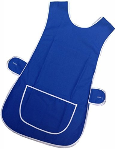 Ladies Grace Plain Tabard Large Pocket Side Button Fastening Cleaning Work Apron