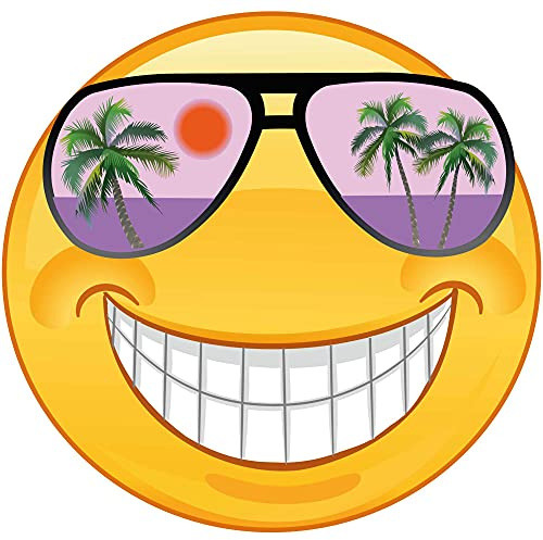 Kleberio Aufkleber lila Sonnenbrille lachend 20 x 20cm | Wetterfest, Für Helm, Auto, Wohnmobil, Mülltonne, Wohnwagen, Moped, LKW, Coole Sticker Set