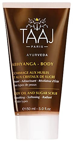 TAAJ | Gommage aux Huiles & aux Cristaux de Sucre - ABHYANGA | Nettoyage & Gommage | Exfoliation Douce | Lissant, Adoucissant, Révélateur d’Éclat | Peau plus Lisse, Douce & Soyeuse | 150 ml