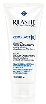 Rilastil Xerolact balsam 18%, mjukgörande och utjämnande behandling, intensiv fuktkräm och peeling, för känslig hud, 100 ml förpackning
