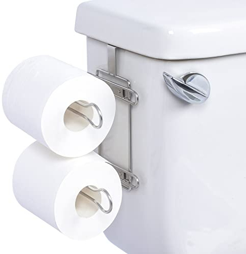 TQVAI Over the Tank Toilet Paper Roll Holder Stainless Steel Bathroom Tissue Storage Rack, Chrome Finish