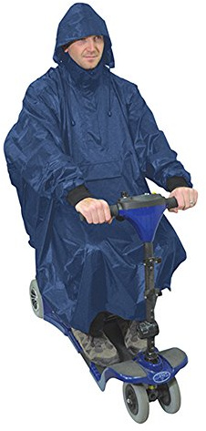 Aidapt Waterproof Scooter Poncho Full Weather Protection, Showers, Rain, Cold, Drawstring Hood, Elasticated Cuffs, Universal Sizing,Mobility,Elderly,Cape,Windproof,Coverall,Disability,Navy Blue