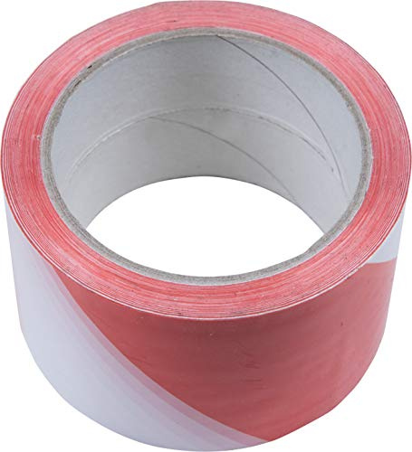 Connex avstängningsband 66 m x 60 mm – röd/vit – självhäftande – UV-beständigt och rivbeständigt – Av polyetylen (PE)/varningsband/plattband/markeringstejp/DY2700594
