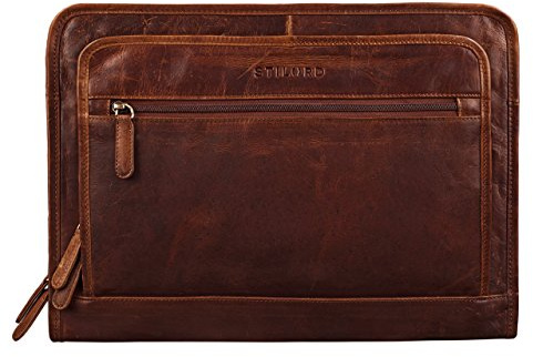 STILORD Maximilian Dokumentenmappe Leder 13,3 Zoll Vintage Schreibmappe MacBook Aktentasche Aktenmappe Farbe:Kara - Cognac