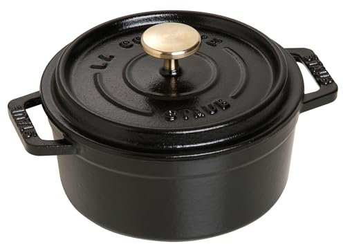 STAUB Mini cocotte de hierro fundido, Redonda 12 cm, 0,25 L, Negra