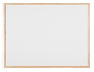 Bi-Office Budget - Tableau Blanc, 80 x 60 cm, avec 1 Marqueur, Tableau à Mémo avec Cadre en Bois et Surface Non-Magnétique