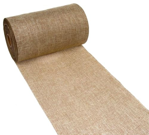 DEKO AS Shabby Chic Leinenoptik Tischläufer, Polyester geruchsneutral, Beige, 20 cm x 5 m