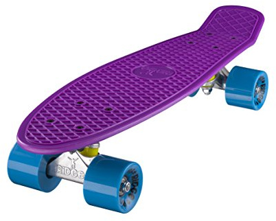 Ridge, Skateboard con ruote, completo e montato, Mini Cruiser Retro Stil In M Rollen , 55 cm, viola/Blu (purple/Blu)
