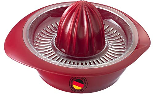 Westmark Exprimidor de limón/cítricos con recipiente, Diámetro: 18,7 cm, Capacidad: 0,5 litros, Plástico, Limetta, Rojo, 3091227R