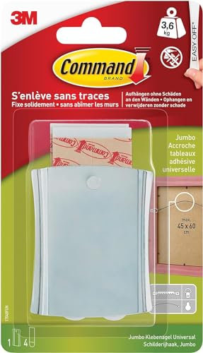 Command Metall-Bildernagel, 1 XL-Klebenagel und 4 Große Strips (L) - Beschädigungsfreies Aufhängen, Hält bis zu 3,6 kg