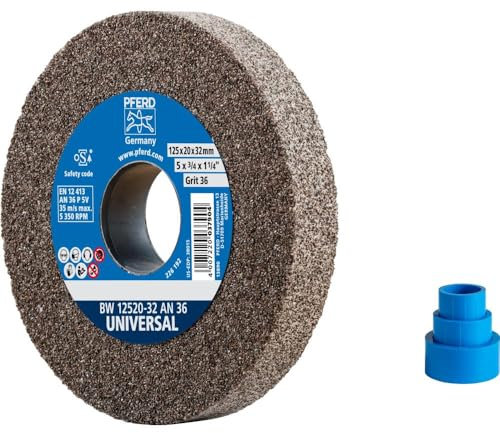 PFERD Schleifbockscheibe UNIVERSAL, 125x20x32mm, A36, 39009707 – Harte Schleifscheibe für universelle Schleifaufgaben, mit Reduzierhülsen (25/20/16mm)