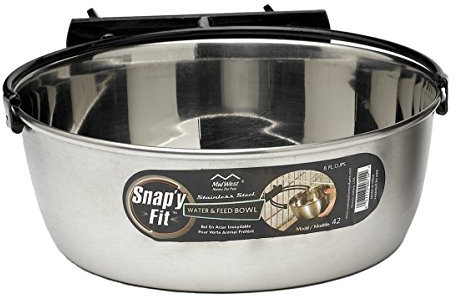 MidWest Homes for Pets Snap'y Fit Stainless Steel Food or Water Bowl, Holds 1.9 L, Mounts to Wire Crates, No-Tip Design, Rust-Resistant, For Large Dogs and Cats