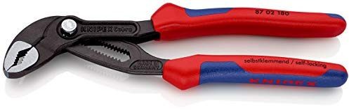 KNIPEX Cobra Hightech-Wasserpumpenzange auf SB-Karte, 87 02 180 SB | Mit Mehrkomponenten-Hüllen 180 mm