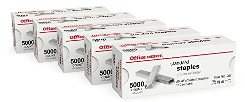 Office Depot Standard Staples, 1/4in., Pack of 5 Boxes, 2665
