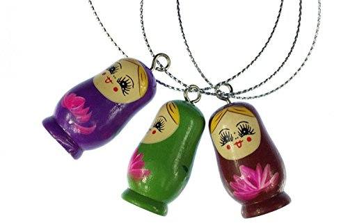 Miniblings 3 Stück Weihnachtsbaumanhänger Baumschmuck Anhänger Xmas Matroschka Holz
