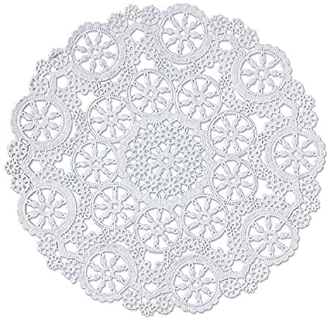 Royal Consumer Medallion Lace Round Paper Doilies, 10-Inch, Pack of 12 (B23005), White