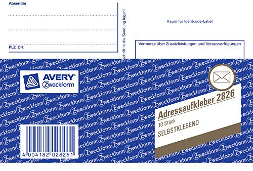 Avery Zweckform 2826 Adressaufkleber-Heft (A6 quer, selbstklebend, 10 Aufkleber) weiß