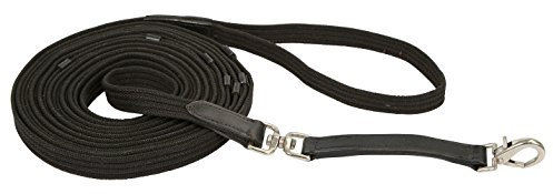 Covalliero Longierleine mit Wirbel und Lederstegen, Länge 8 m, Schwarz