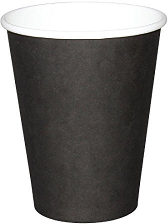Fiesta Recyclable Gobelets boissons chaudes paroi simple Fiesta Recyclable noirs 230ml (lot de 50), Noir, 90(H) x 83(Ø) mm, Papier carton, GF041