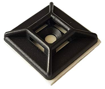 100 x Klebesockel für Kabelbinder, 19x19mm Grundfläche, selbstklebend, Farbe:schwarz, Typ:A