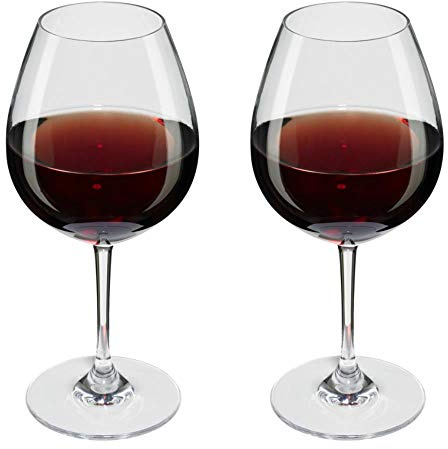 Viva Haushaltswaren #27035# 2 x bruchfestes Rotweinglas 250 ml aus hochwertigem Kunststoff, edles Weingläser Set für Outdoor-Aktivitäten etc. (wie echtes Glas)