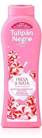 Tulipán Negro - Gel de Baño Nutritivo e Hidratante Fresa y Nata 650 ml, Irresistible Aroma