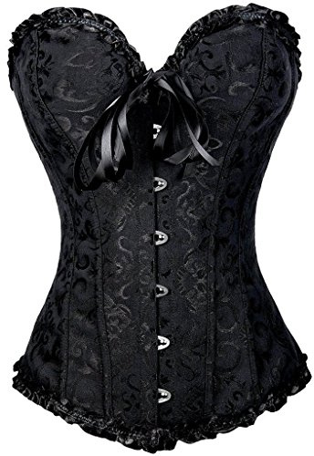 Everbellus Sexy Bustier Femme Gothique Dentelle Ventre Plat Corset Top (Noir, Medium)