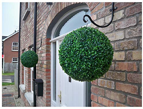 Best Artificial Pair of 36cm Green Boxwood Buxus Grass Topiary Hanging Balls Fully Assembled