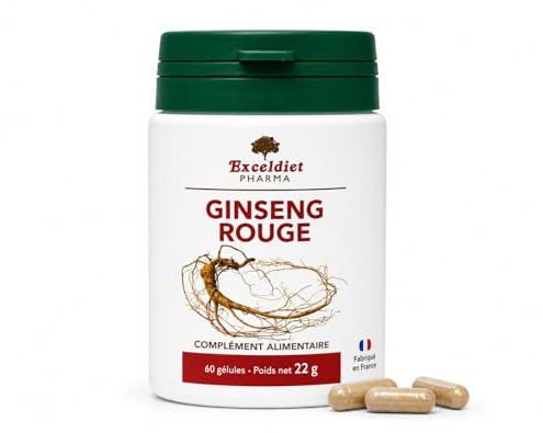 Ginseng Rouge de Corée | Aphrodisiaque Naturel | Tonus, Vitalité, Fatigue | Performances Cognitives | 60 Gélules | Fabriqué en France