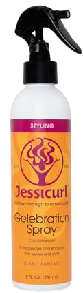 Jessicurl Spray gelebrante, Island Fantasy, 8 Fl oz. Rinforzatore per ricci per capelli fini con estratto di semi di lino, Styler per ricci per capelli mossi, Prodotti per capelli ricci