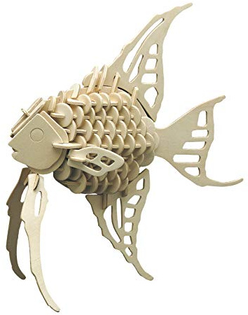 Pebaro 852/2 Holzbausatz Fisch, 3D Puzzle, Modellbausatz, Basteln mit Holz, Holzpuzzle Tier, vorgestanzte Holzplatte, inkl. Schmirgelpapier, ausbrechen, zusammenstecken, fertig, Geschenkidee