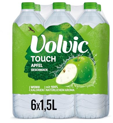 Volvic Touch Apfelgeschmack – Erfrischungsgetränk aus natürlichem Mineralwasser Volvic und Apfelgeschmack – ohne Konservierungsstoffe – 6 x 1,5 l