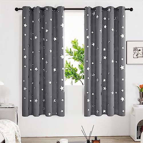 Deconovo Thermo Vorhänge Kälteschutz Blickdichte Gardinen mit Ösen Wärmeisolierend Vorhang Fenster Lärmschutz, 175x140 cm(HöhexBreite), Hellgrau, 2er Set