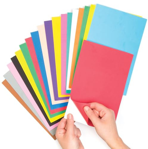 Baker Ross EV4062 Self Adhesive Foam Sheets - Pack of 20 Sheets, 22cm x 15cm, 20 Assorted Colours, Craft Foam, Card Making