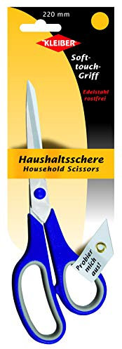 Kleiber - Tijera de Uso doméstico General, de Acero Inoxidable, 220 mm, Mango Azul