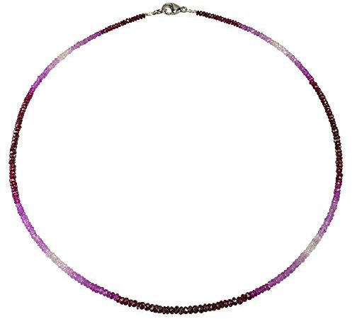 Funk-Collier facettierter Rubin im Farbverlauf gefädelt, ca. 46 cm, 925oo SI-verg. Schloß, Damen