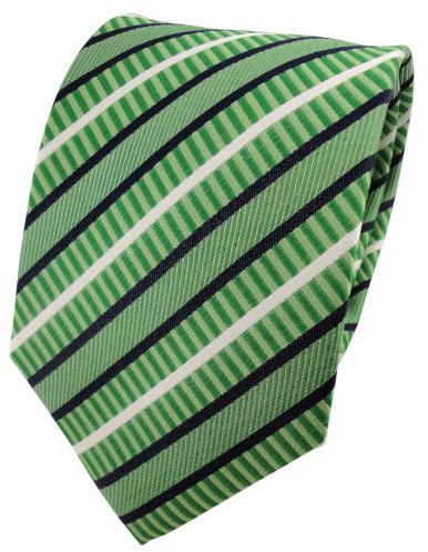 TigerTie Designer Seidenkrawatte in grün hellgrün blau weiß gestreift