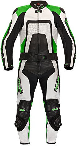 XLS Lederkombi, zweiteilige Motorradkombi, Herren Zweiteiler, Echtleder, Grün als Langgröße (114)
