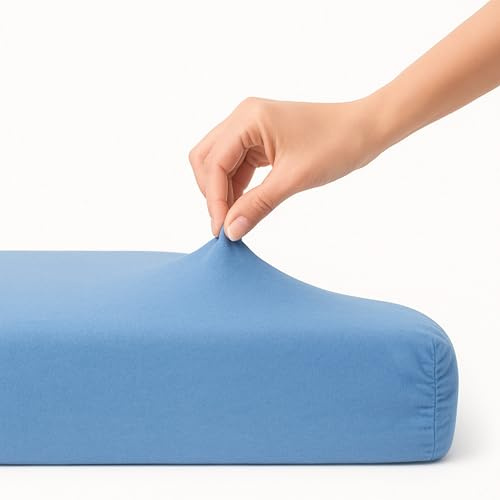 Family Bedding Stretch Jersey Fitted Sheet, Deep Pocket, Blue, Single