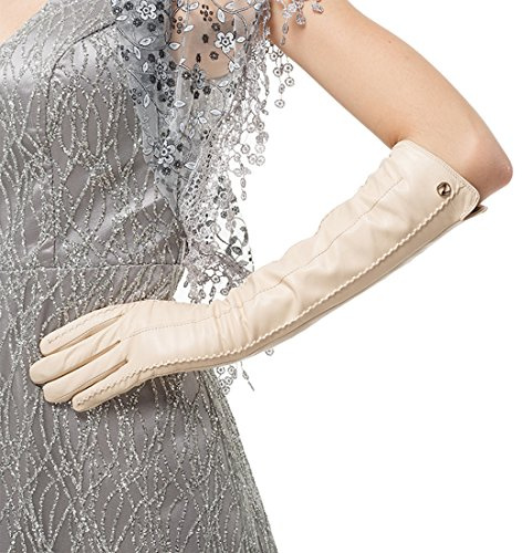 Nappaglo Damen Lange Nappaleder Handschuhe Touchscreen Texting Abendkleid Party Winter Warm Fausthandschuhe