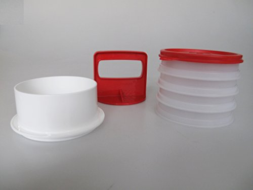 TUPPERWARE Küchenhelfer Hamburger-Maker Former Presse Frikadellen + Behälter (4)