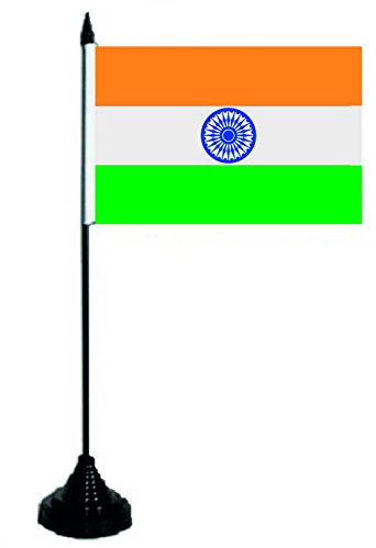 U24 Drapeau de table - Drapeau de l'Inde - 10 x 15 cm