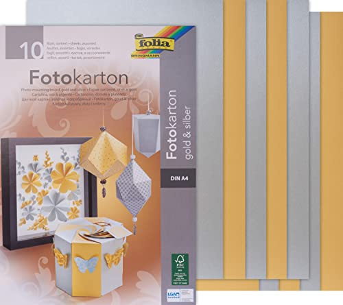 Fotokarton-Block DIN A4, gold und silber, 300g/qm