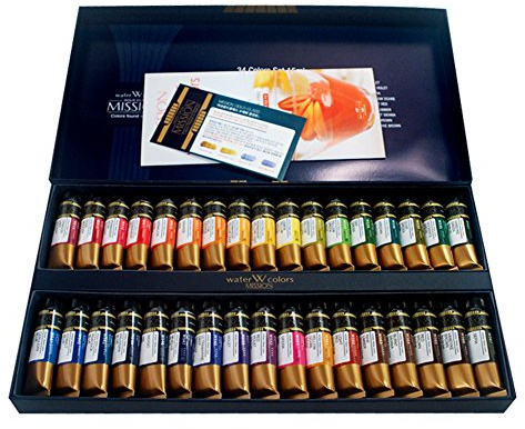 Mijello Mission Gold Aquarellfarben Set mit 34 Tuben á 15 ml, hochentwickelte Künstler-Aquarellfarbe, intensive Leuchtkraft, ohne Kobalt- oder Kadmiumpigmente