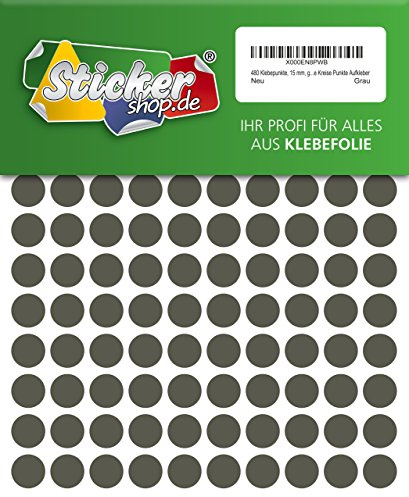 480 Klebepunkte, 15 mm, grau, aus PVC Folie, wetterfest, Markierungspunkte Kreise Punkte Aufkleber